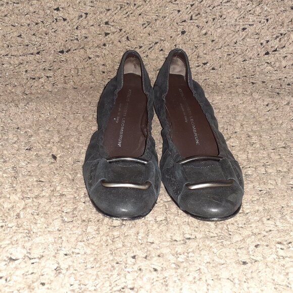 ATTILIO GIUSTI LEOMBRUNI-AGL-Black Metallic Sheen Nubuck-Buckle-Sz37.5-Near Mint - Picture 3 of 8